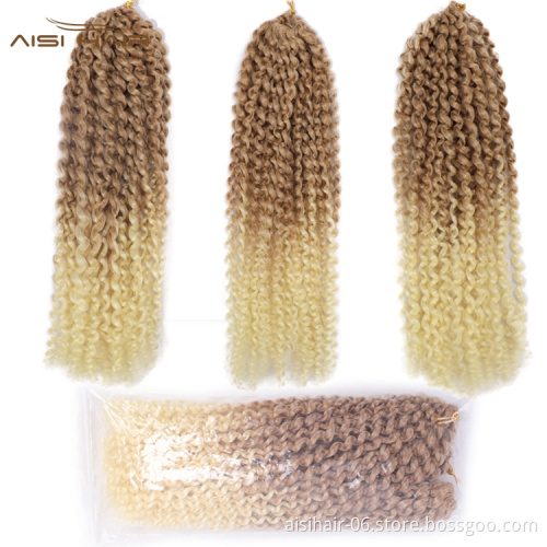 Aisi Hair Wholesale 12 Inch High Quality Marly Bob Heat Resistant Fiber Ombre Blonde Synthetic Crochet Braiding Hair Extensions